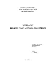 Bendrasis turizmo poveikis Lietuvos ekonomikai