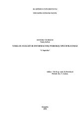 Veiklos analizė ir informacinių poreikių specifikavimas „G-logistika“