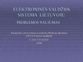 Elektroninės valdžios sistema Lietuvoje: problemos naujumas 