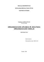 Organizacijos aplinka ir jos įtaka organizacijos veiklai