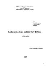 Lietuvos švietimo padėtis 1920-1940 metais