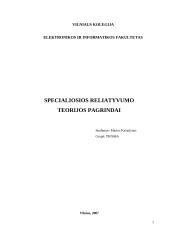 Specialiosios reliatyvumo teorijos pagrindai