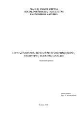 Lietuvos Respublikos mažų ir vidutinių įmonių statistinių duomenų analizė