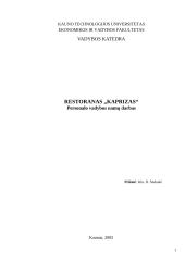 Personalo vadyba: restoranas "Kaprizas"