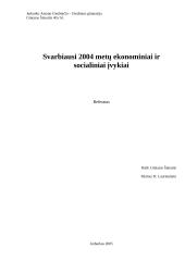 Svarbiausi 2004 metų ekonominiai ir socialiniai įvykiai