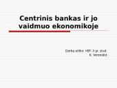 Centrinis bankas ir jo vaidmuo šalies ekonomikoje
