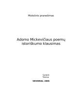 A. Mickevičiaus poemų istoriškumo klausimas