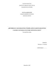 Bendrojo geografinio žemėlapio kartografinio vaizdo generalizavimo dėsningumai