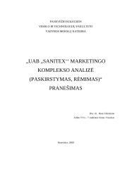 UAB „Sanitex‘‘ marketingo komplekso analizė (paskirstymas, rėmimas)