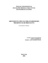 Abiturientų specialybių pasirinkimo prioritetai ir priežastys