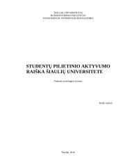 Studentų pilietinio aktyvumo raiška Šiaulių universitete
