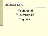 Atmintis – tai sugebėjimas įsiminti, laikyti atgaminti informaciją 10 puslapis