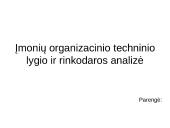 Įmonių organizacinio techninio lygio ir rinkodaros analizė