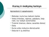 Kursų ir mokymų organizavimas 8 puslapis