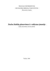 Darbo išteklių planavimas ir valdymas įmonėje