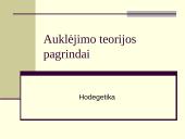 Auklėjimo teorijos pagrindai: hodegetika