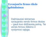 Įmonės tikslai. Vyraujančio tikslo apibūdinimas 13 puslapis