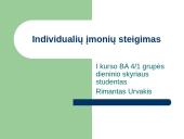 Individualių įmonių steigimas