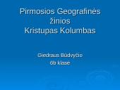 Pirmosios geografinės žinios. Kristupas Kolumbas 1 puslapis