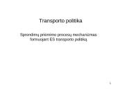 Sprendimų priėmimo procesų mechanizmas formuojant Europos Sąjungos (ES) transporto politiką