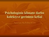 Psichologinio klimato darbo kolektyve gerinimo keliai