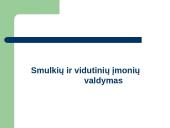 Smulkių bei vidutinių įmonių valdymas