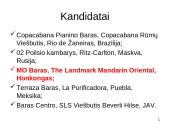 Viešbutis: "The Landmark Mandarin Oriental". Viešbučio baras: "MO" 17 puslapis