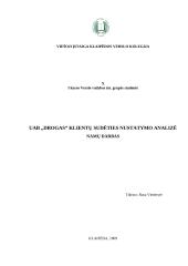 UAB „Drogas“  klientų sudėties nustatymo analizė
