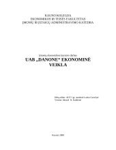 Ekonominės veiklos analizė: UAB "Danone"