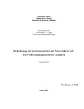 Die Bedeutung der Wortschatzarbeit in der Primarstufe im DaF-Unterricht-handlungsorientierter Unterricht