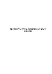 Finansų valdymo funkcijų reikšmė įmonėje