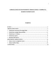 Liberalizmas ir ekonominis liberalizmas: samprata, raidos tendencijos
