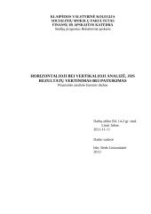 Horizontalioji bei vertikalioji analizė, jos rezultatų vertinimas bei pateikimas