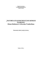 Netobulos konkurencijos rinkos teorijos. Džoan Robinson ir Edvardas Čemberlinas