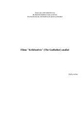 Filmo "Krikštatėvis" (The Godfather) analizė