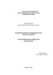 Turizmo plėtra ir perspektyvos Šiauliuose