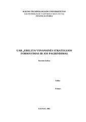 Įmonės finansinės strategijos formavimas ir jos pagrindimas: UAB "Erelita"