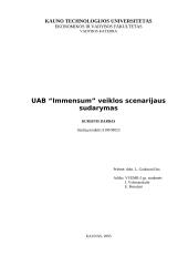 Įmonės veiklos scenarijaus sudarymas: UAB "Immensum"