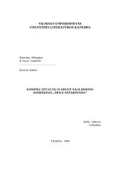 Komiškų situacijų įvairovė P. Kalderono komedijoje "Meile nežaidžiama"