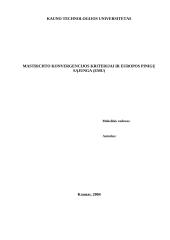 Mastrichto konvergencijos kriterijai ir Europos pinigų sąjunga (EMU)