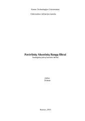 Paviršinių akustinių bangų filtrų tyrimas