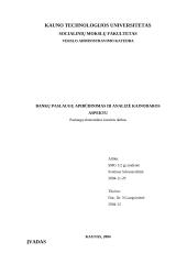 Bankų paslaugų apibūdinimas ir analizė kainodaros aspektu