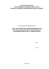 LR nacionalinio biudžeto sudarymas ir vykdymas