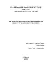 Apskaitos proceso organizavimas ir finansinė analizė: AB "Autora"