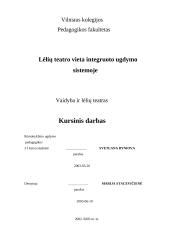 Lėlių teatro vieta integruoto ugdymo sistemoje