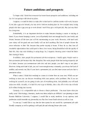 Future ambitious and prospects