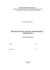 Prozos teksto analizė pagrindinėje mokykloje