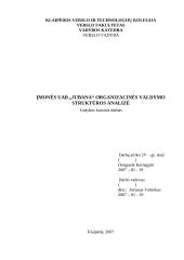 Įmonės UAB „Jubana“ organizacinės valdymo struktūros analizė