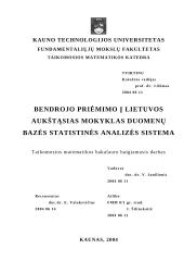 Bendrojo priėmimo į Lietuvos aukštąsias mokyklas duomenų bazės statistinės analizės sistema 2 puslapis