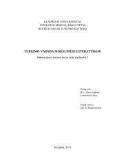 Turizmo vadyba mokslinėje literatūroje